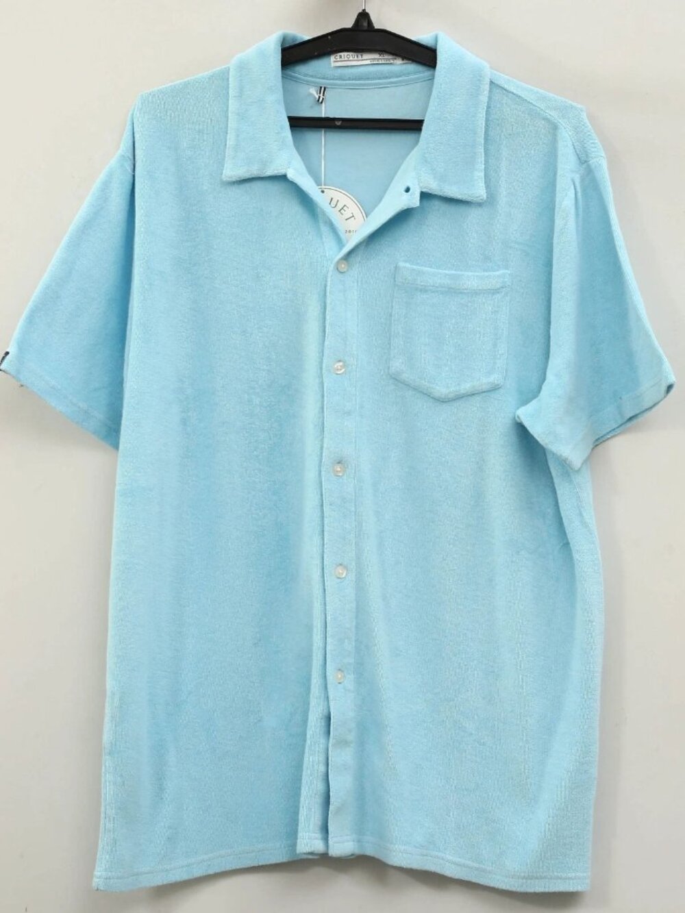 Criquet Terrycloth Buttondown Men's Shirt Collared Short Sleeves Solid XL 290609